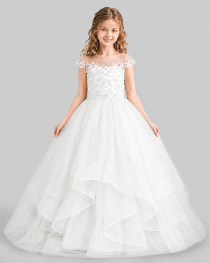 Ivory Ball Gown Girls Pageant Dresses Detail
