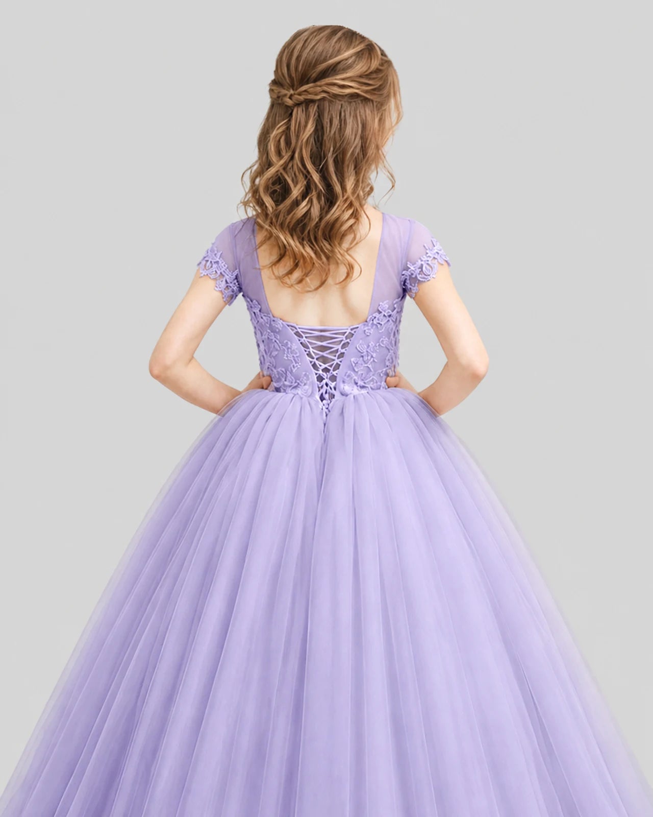 Lilac Ball Gown Girls Pageant Dresses Back