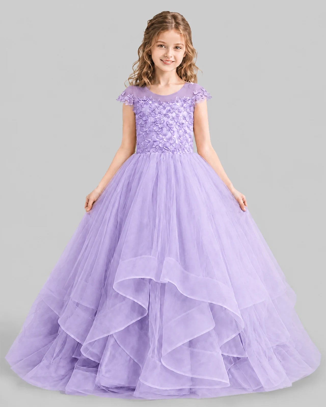 Lilac Ball Gown Girls Pageant Dresses Detail