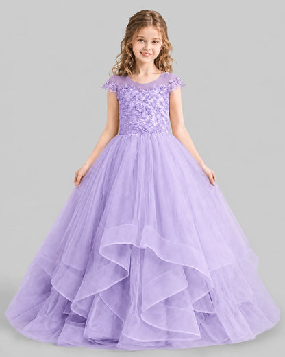 Lilac Ball Gown Girls Pageant Dresses Detail