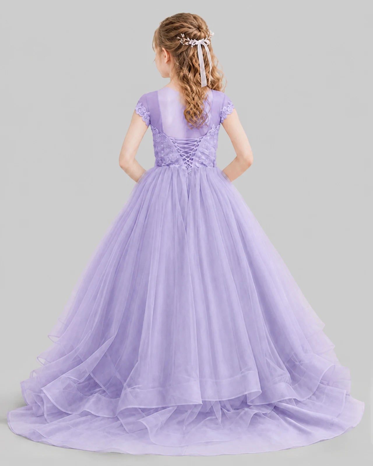 Lilac Ball Gown Girls Pageant Dresses Front