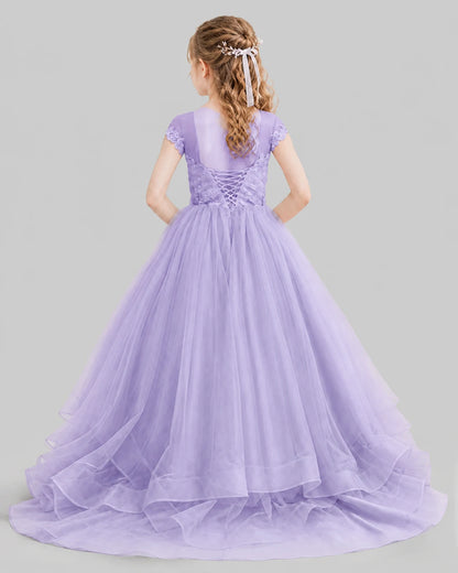 Lilac Ball Gown Girls Pageant Dresses Front