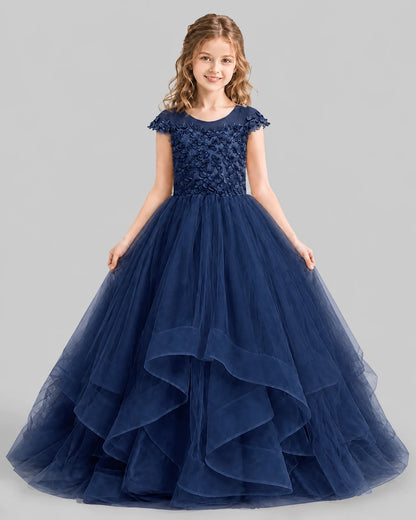 Navy blue Ball Gown Girls Pageant Dresses Detail