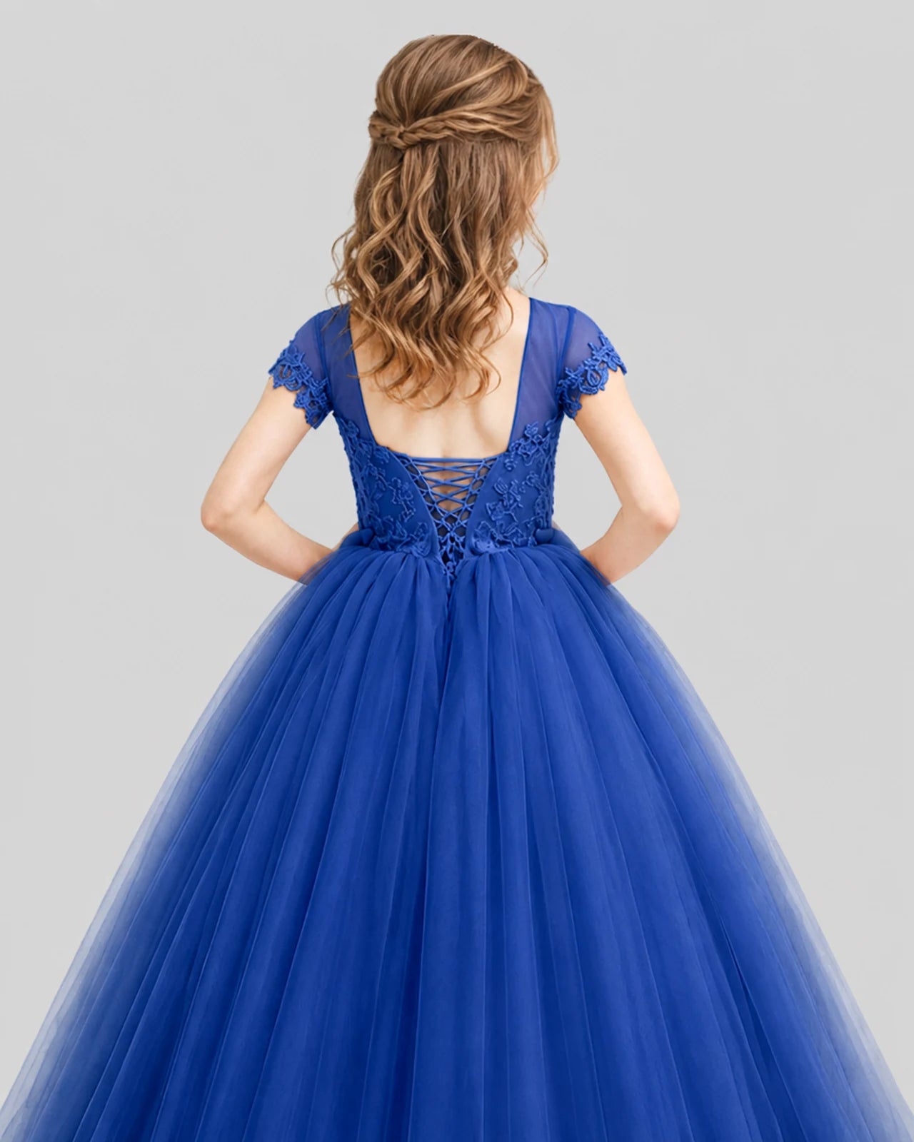 Royal Blue Ball Gown Girls Pageant Dresses Back
