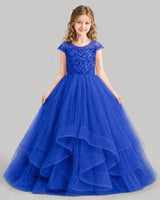 Royal Blue Ball Gown Girls Pageant Dresses Detail