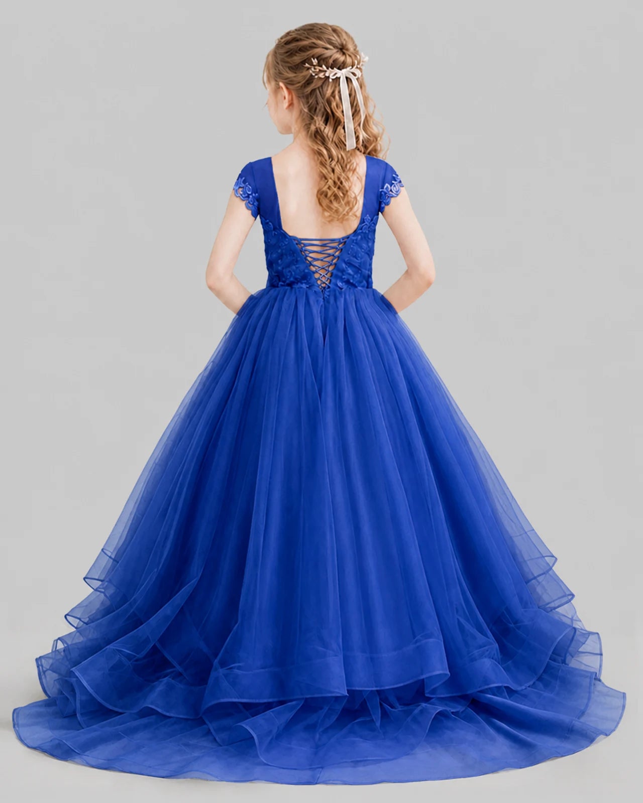 Royal Blue Ball Gown Girls Pageant Dresses Front