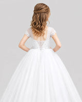 White Ball Gown Girls Pageant Dresses Back