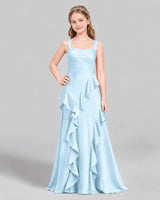 Baby Blue A-line Junior Bridesmaid Dress Front