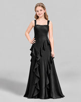 Black A-line Junior Bridesmaid Dress Front