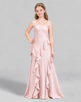 Blush Pink A-line Junior Bridesmaid Dress Front