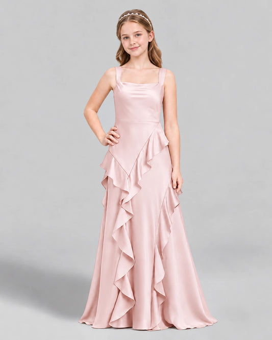 Blush Pink A-line Junior Bridesmaid Dress Front