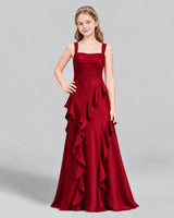 Burgundy A-line Junior Bridesmaid Dress Front