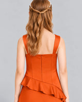 Burnt Orange A-line Junior Bridesmaid Dress Back_Detail [Shared]