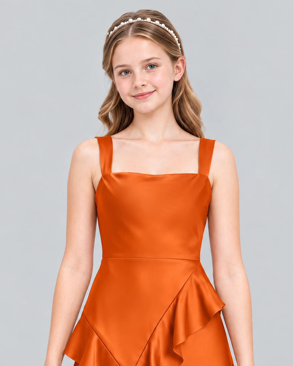 Burnt Orange A-line Junior Bridesmaid Dress Detail [Shared]