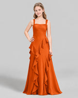 Burnt Orange A-line Junior Bridesmaid Dress Front