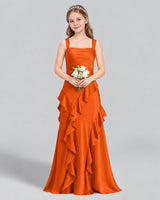 Burnt Orange A-line Junior Bridesmaid Dress Pose [Shared]