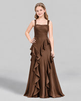 Chocolate A-line Junior Bridesmaid Dress Front