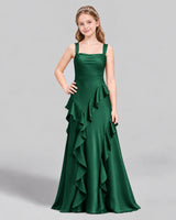 Dark Green A-line Junior Bridesmaid Dress Front