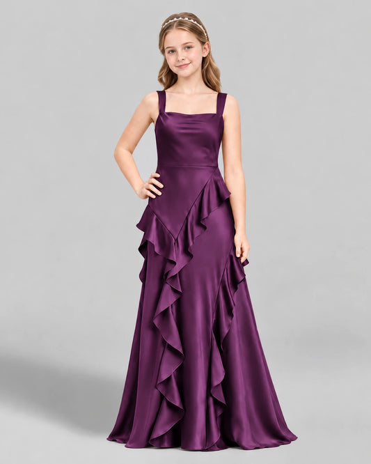 Grape A-line Junior Bridesmaid Dress Front