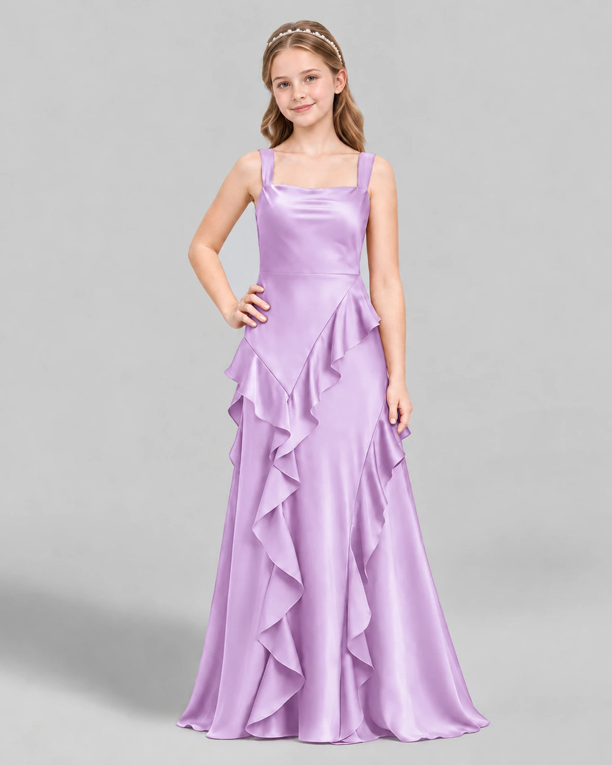 Lilac A-line Junior Bridesmaid Dress Front