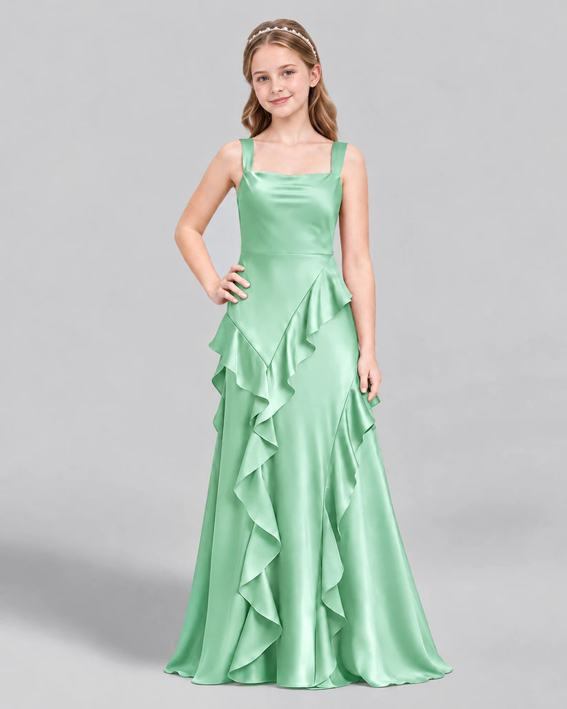Mint Green A-line Junior Bridesmaid Dress Front