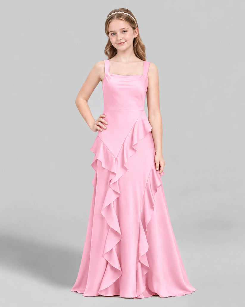 Pink A-line Junior Bridesmaid Dress Front
