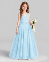 Baby Blue Ball Gown Flower Girl Dress Front