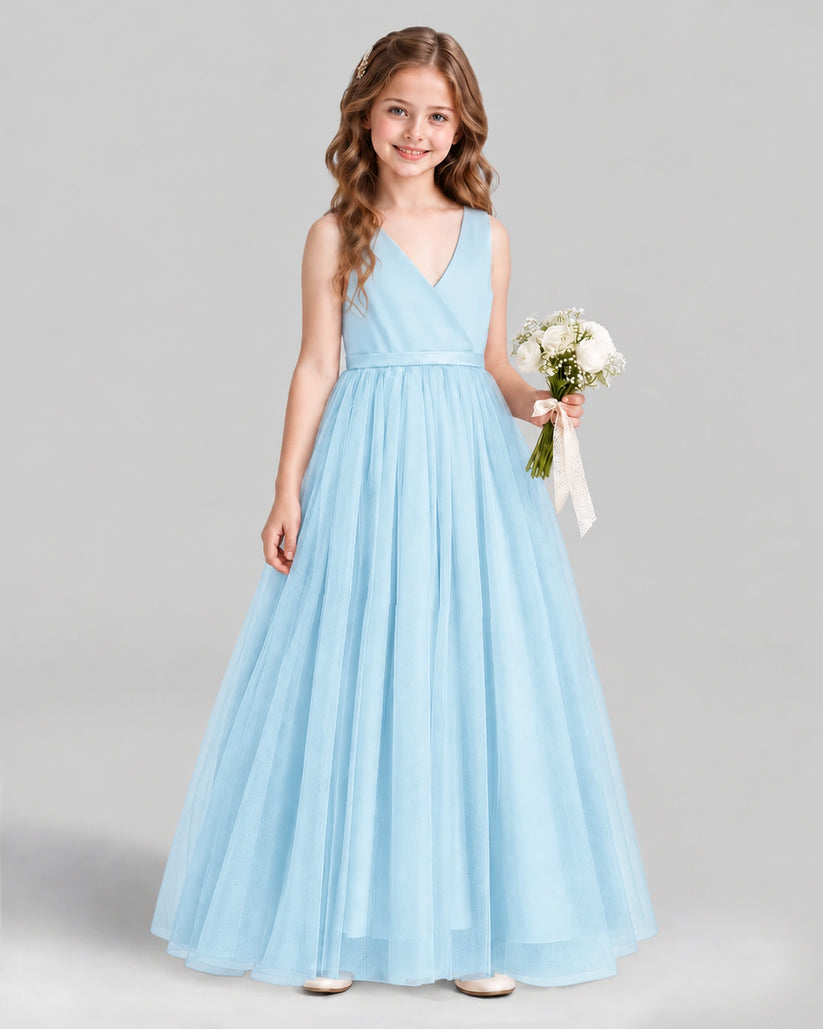 Baby Blue Ball Gown Flower Girl Dress Front