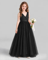 Black Ball Gown Flower Girl Dress Front