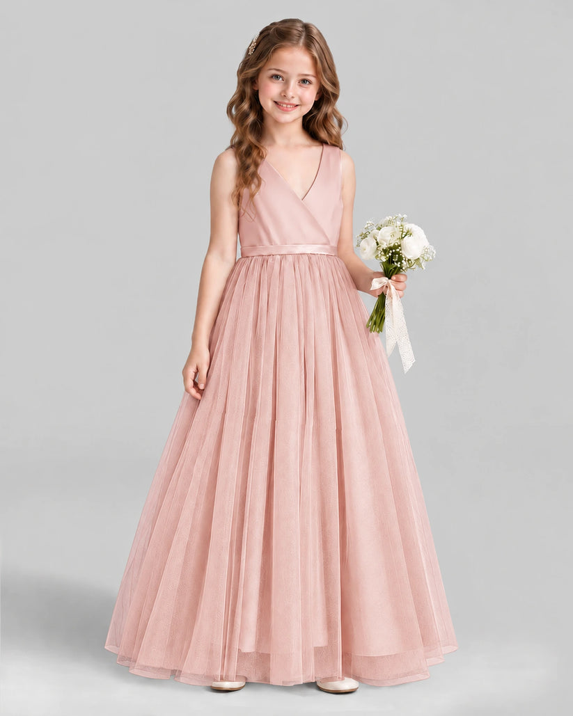 Blush Pink Ball Gown Flower Girl Dress Front