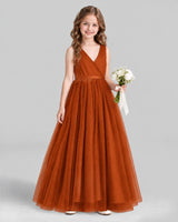 Burnt Orange Ball Gown Flower Girl Dress Front