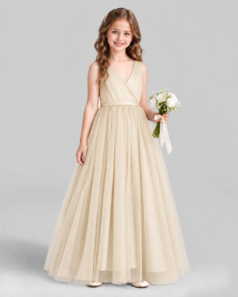 Champagne Ball Gown Flower Girl Dress Front