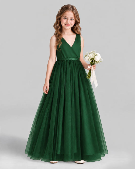 Dark Green Ball Gown Flower Girl Dress Front