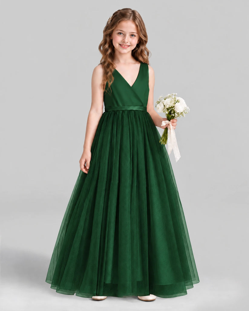 Dark Green Ball Gown Flower Girl Dress Front