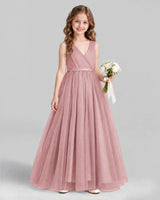Dusty Rose Ball Gown Flower Girl Dress Front