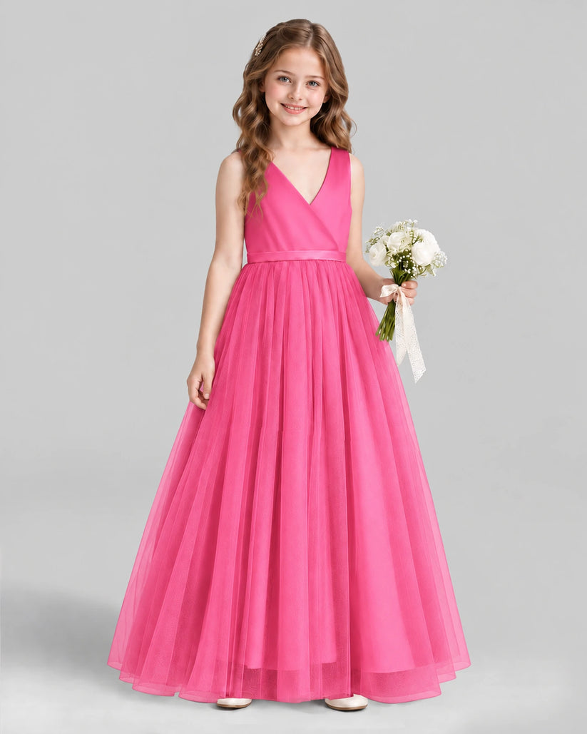 Hot Pink Ball Gown Flower Girl Dress Front