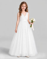 Ivory Ball Gown Flower Girl Dress Front