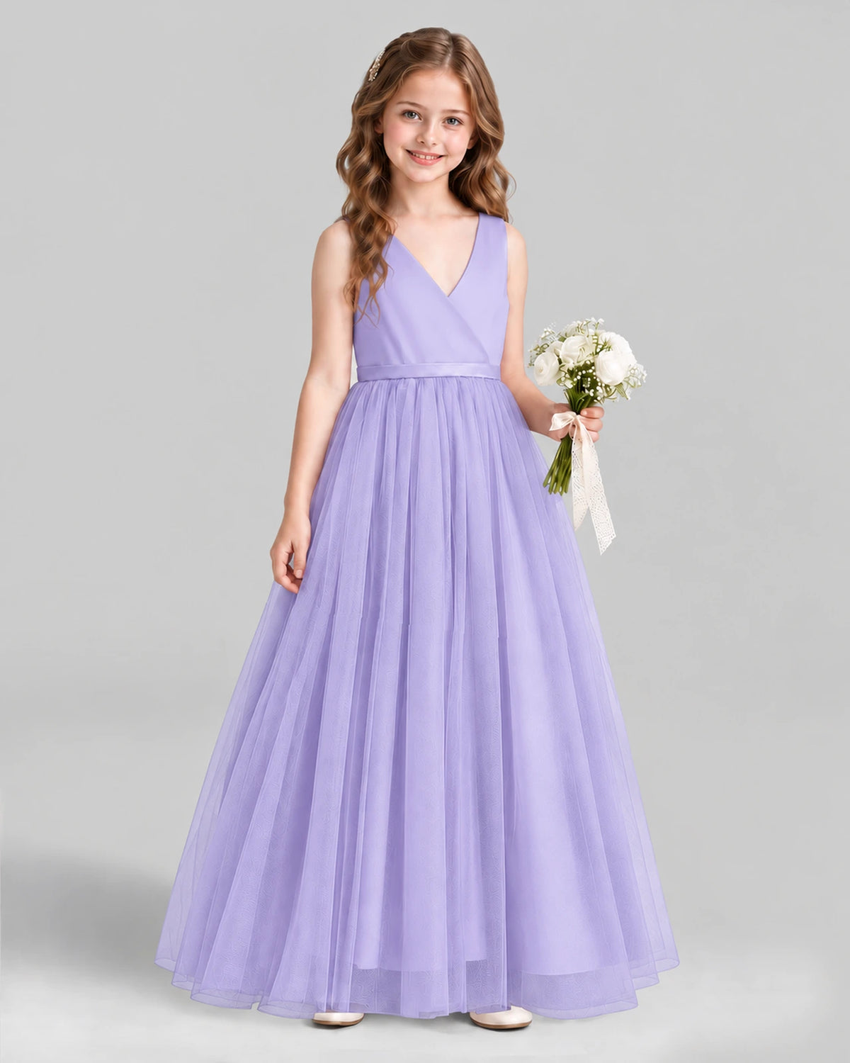 Lavender Ball Gown Flower Girl Dress Front