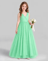 Mint Green Ball Gown Flower Girl Dress Front