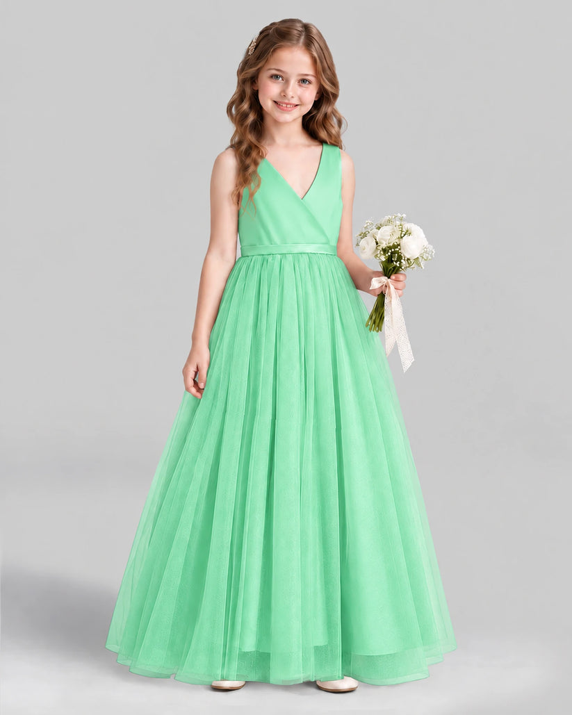 Mint Green Ball Gown Flower Girl Dress Front