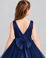 Navy Blue Ball Gown Flower Girl Dress Back_Detail [Shared]