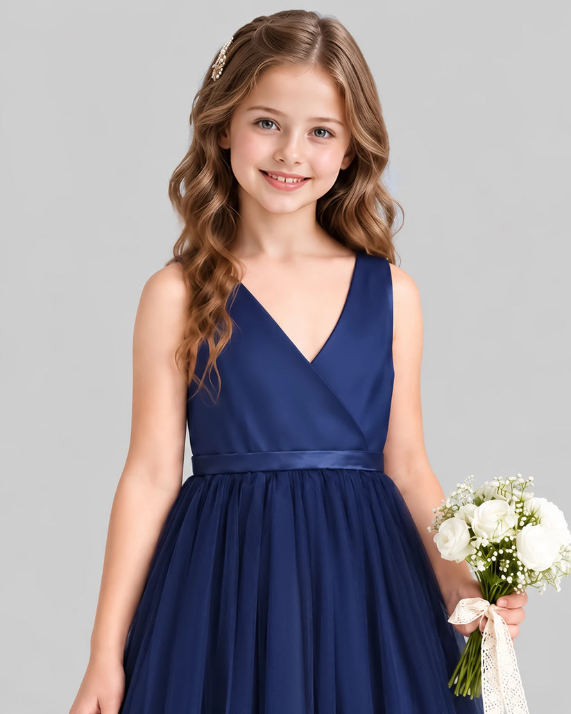 Navy Blue Ball Gown Flower Girl Dress Detail [Shared]