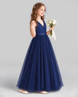 Navy Blue Ball Gown Flower Girl Dress Pose [Shared]