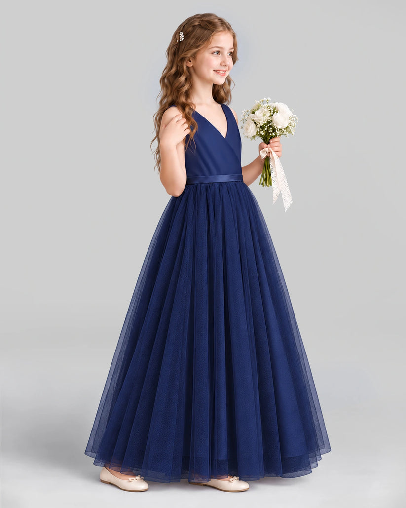 Navy Blue Ball Gown Flower Girl Dress Pose [Shared]