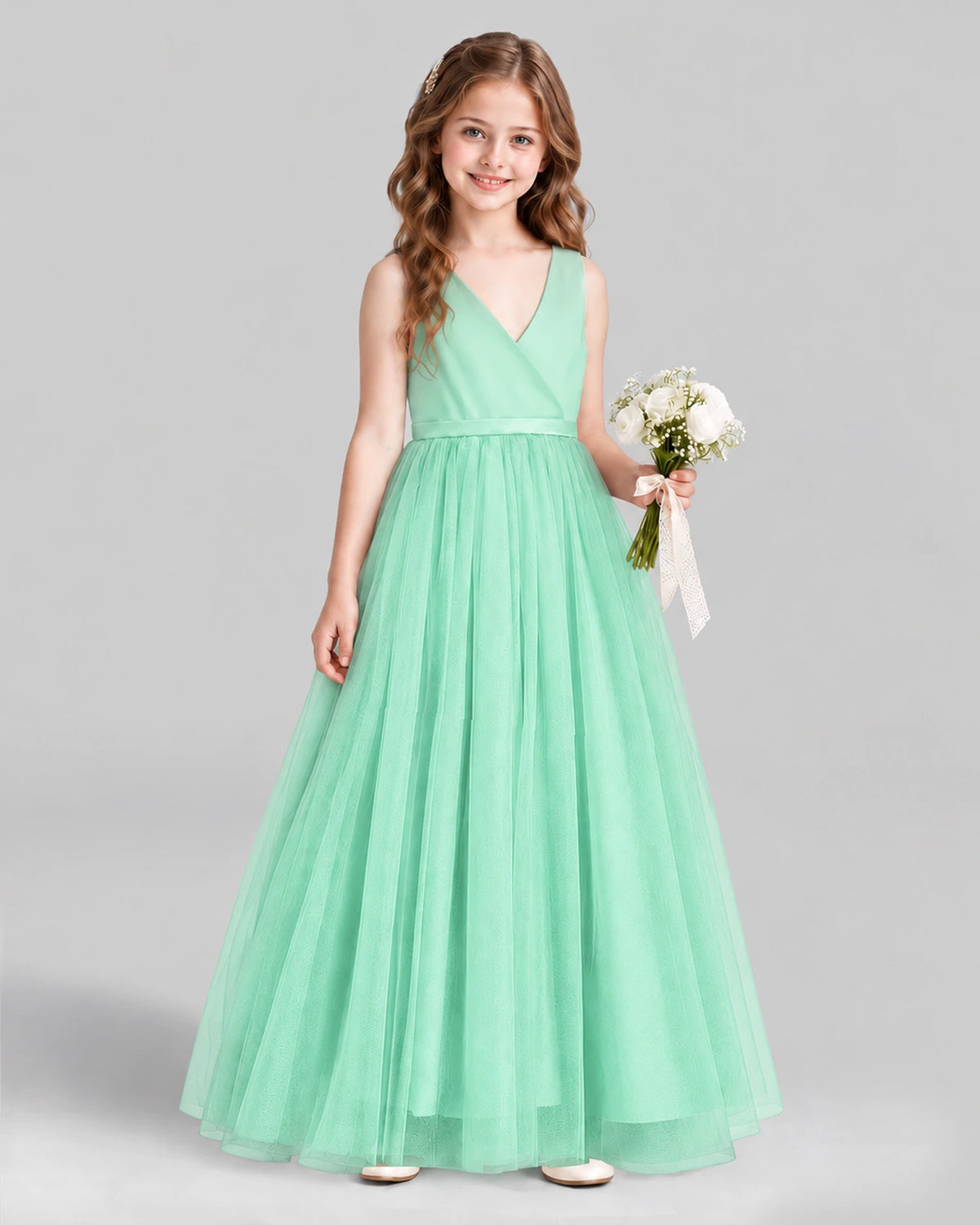 Turquoise Ball Gown Flower Girl Dress Front
