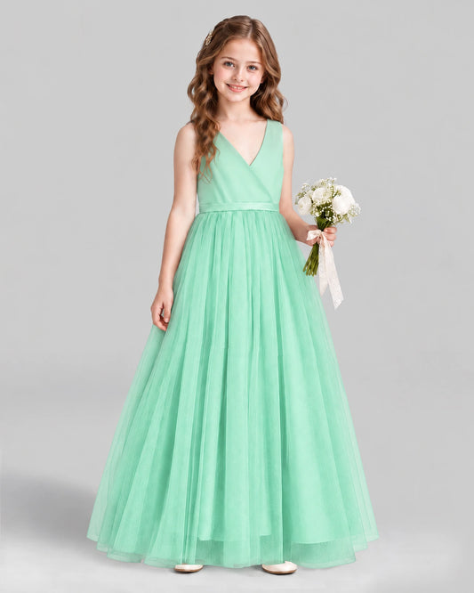 Turquoise Ball Gown Flower Girl Dress Front