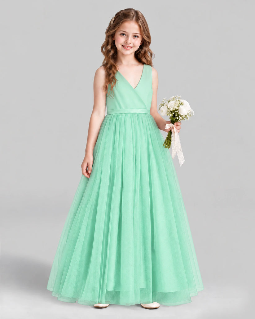 Turquoise Ball Gown Flower Girl Dress Front