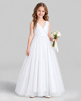 White Ball Gown Flower Girl Dress Front