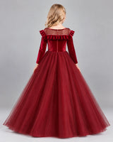 Burgundy Ball Gown Girls Formal Dress Back [Shared]
