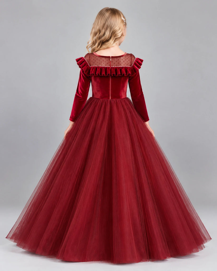 Burgundy Ball Gown Girls Formal Dress Back [Shared]